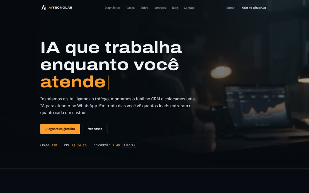 Página inicial da Aitecnolab